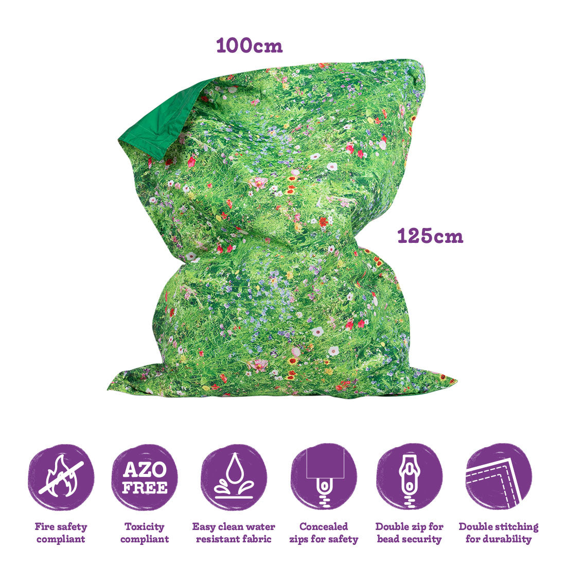 Nature Summer Meadow Print Floor Cushion