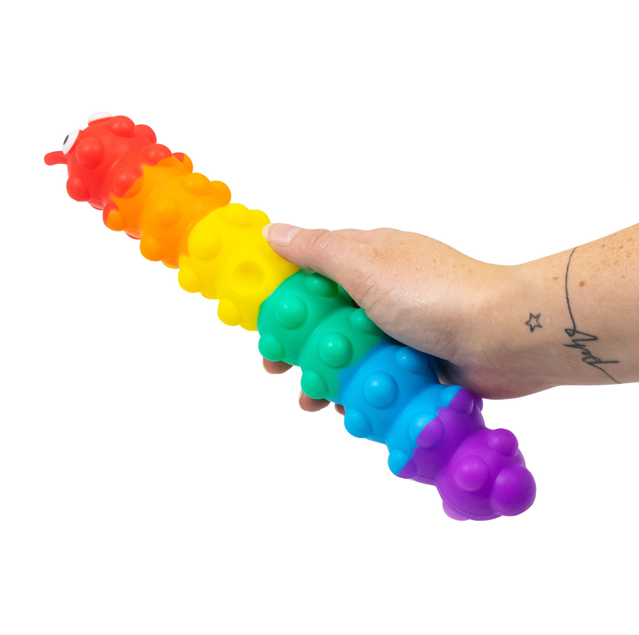 LIGHT UP SUCTION PUSH POPPER RAINBOW CATERPILLAR