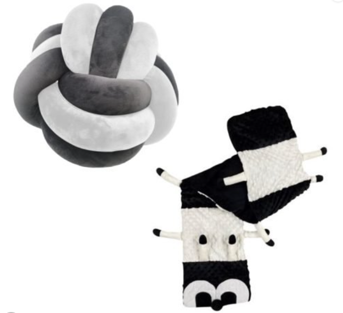 Black and White Cuddle Ball and Black and White Weighted Caterpillar 2.5kg - SENsory Toys4U