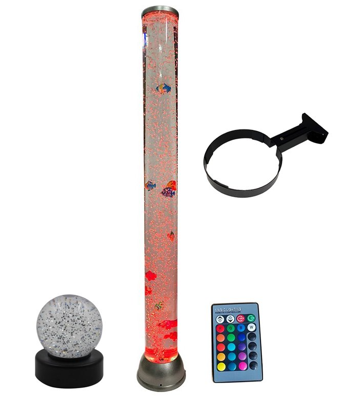 Bubble Tube & Remote 90cm, Wall Bracket & Light-Up Glitter Ball - SENsory Toys4U