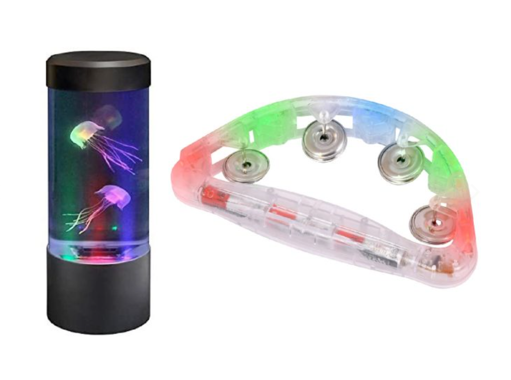 Mini Jellyfish Aquarium Mood Lamp Tank & 1 x Large Light up Tambourine