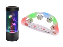 Mini Jellyfish Aquarium Mood Lamp Tank & 1 x Large Light up Tambourine