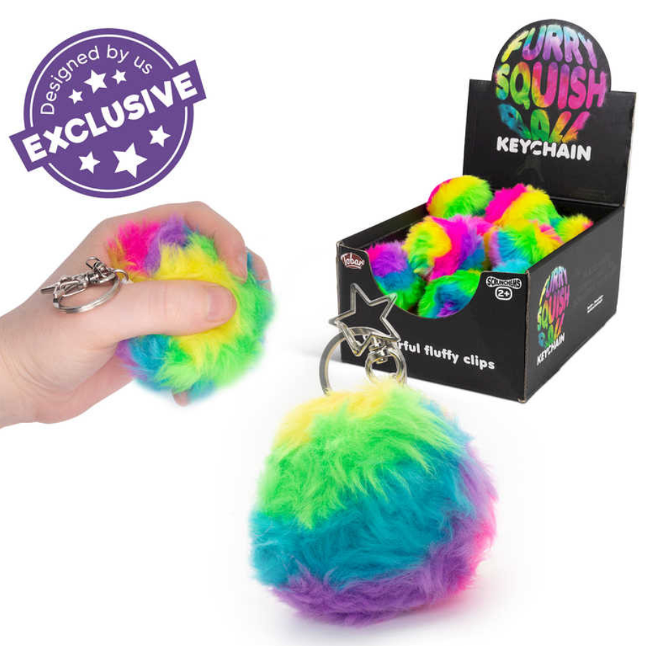 SCRUNCHEMS FURRY SQUISH BALL KEYCHAIN