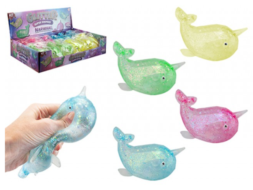 GLITZ NARWHAL SQUISHY TOY 10.5CM