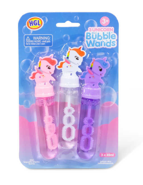 3pk Unicorn Mini Bubble Wands