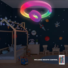 2 Sensory Ceiling Rings Colour Changing LED Lights & Remote – 40cm & 100cm