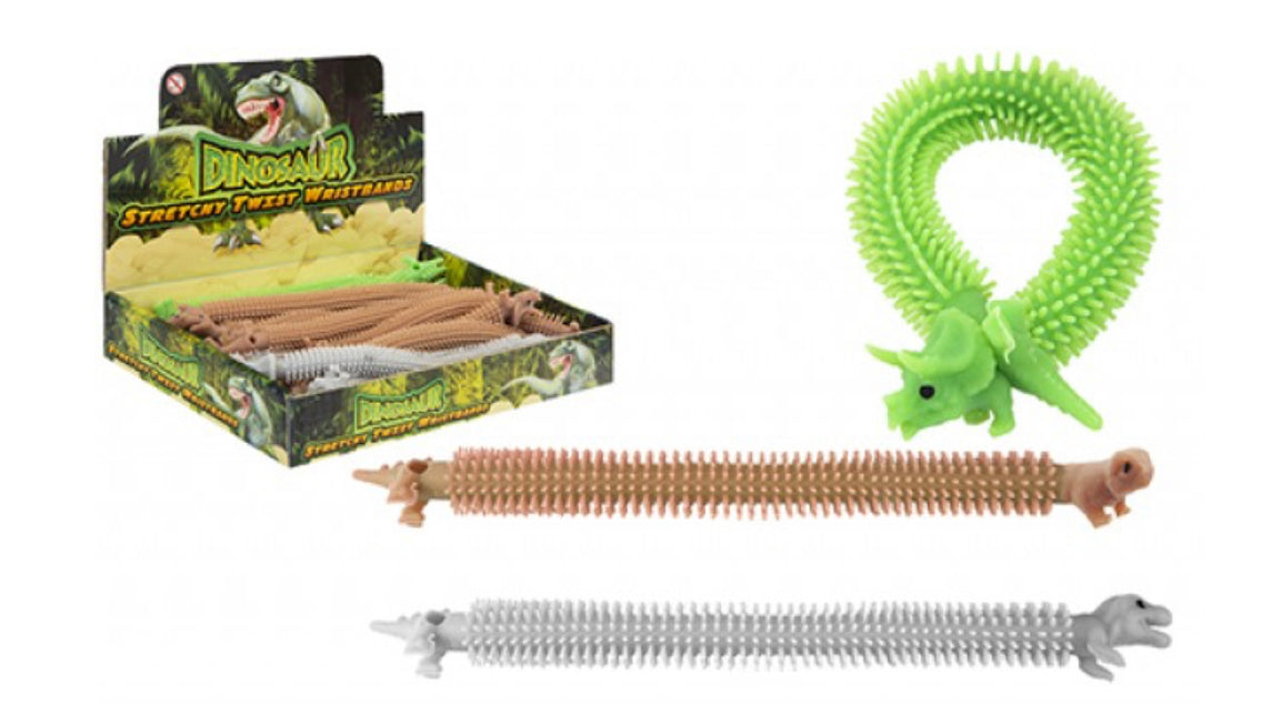 DINOSAUR STRETCH & TWIST  BRACELET 8" 3 ASSORTED - SENsory Toys4U