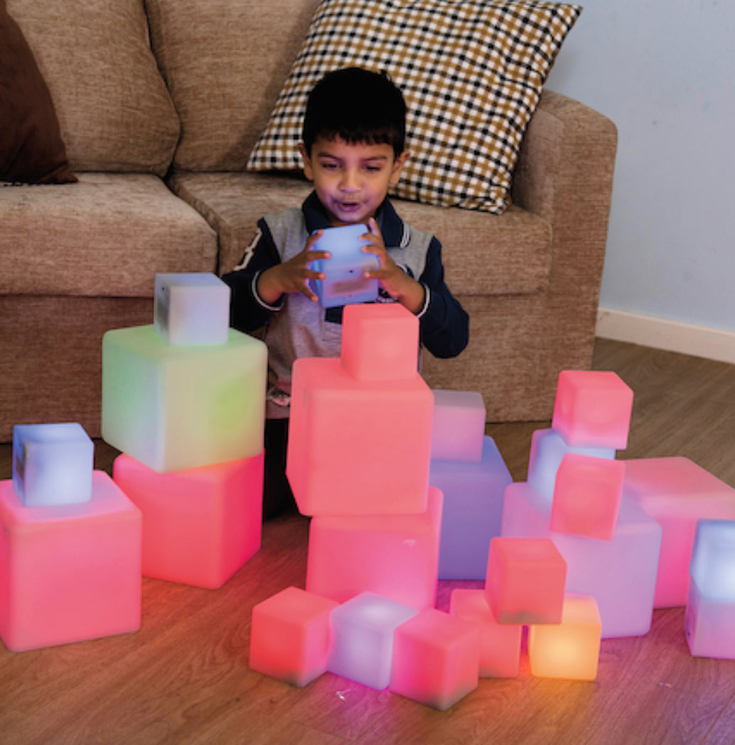 Sensory ICT Glow Construction Blocks Cubes 12pk